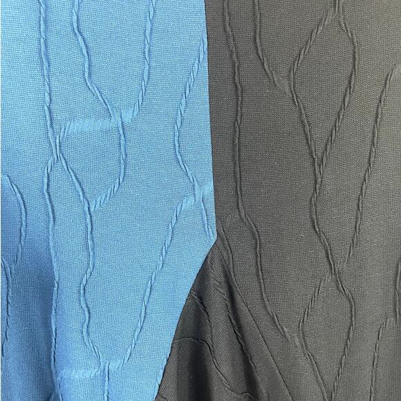 IC By Connie K Knit Tunic Top Color Block Lagenlook Artsy Blue Black Sz. XL - Picture 5 of 8
